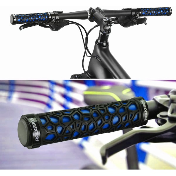 1 Par MTB Styregrep, acex Ergonomisk Sykkelgrep 2 Deler, Sklisikkert MTB-grep med Dobbel Låsediameter 22mm, Blå