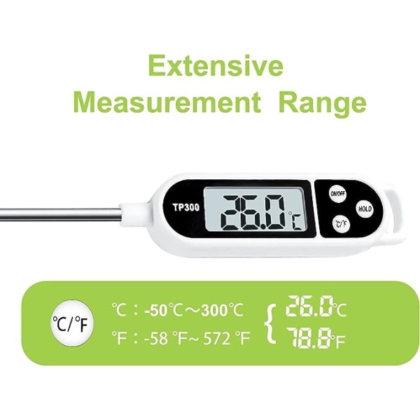 Matlagingstermometer, hurtiglesende matlagingstermometer med lang probe og LCD-skjerm, digitalt kjøkkentermometer kjøtttermometer for matlaging, kjøtt,