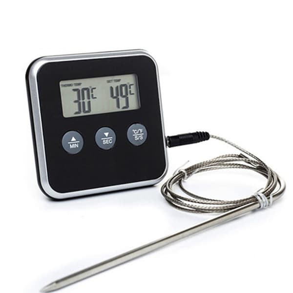 Digital Display C/f Mat Termometer Sond Timer Mätare Magnet Matlagning