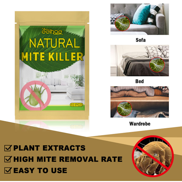 10st / förpackning-dammsugarekvalster-mördare eliminator natur för säng lakan soffa