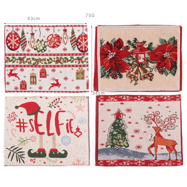 4 delar juldekorationer Tecknad europeisk stil värmeisolerande stickade dekorativa bordstabletter