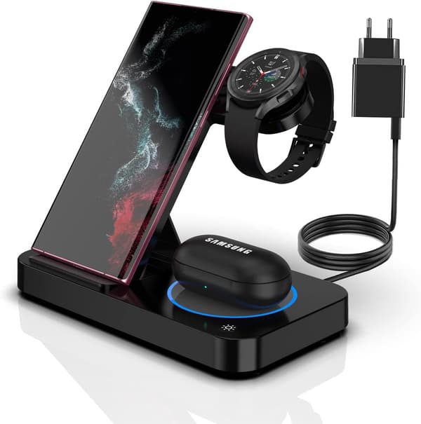 3 i 1 foldbar trådløs oplader til Samsung Watch 4/3 Active 2