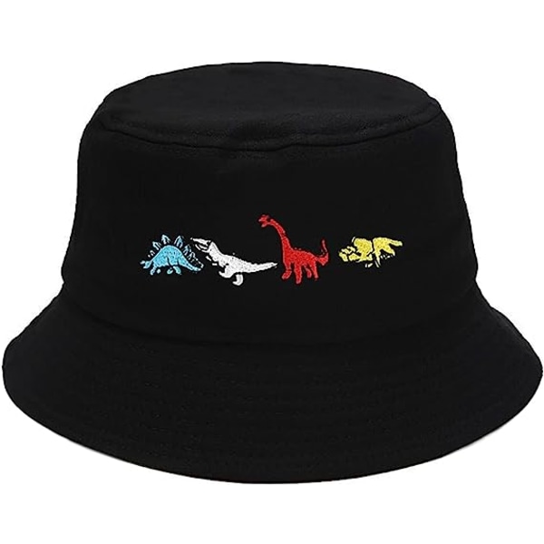 Mode Broderad Bucket Hat Fisherman Hat Män Kvinnor，Dinosaurie