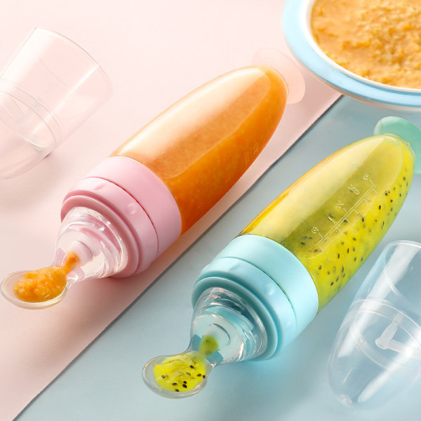 2 Baby Ske Madflaske Dråbetæller Silikoneskeer til Madning Medicin Børn Småbørn Bestik Redskaber Børn Nyfødt Tilbehør