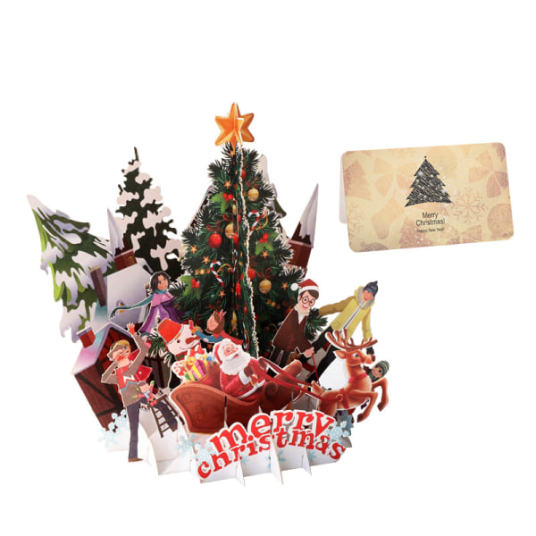 Tre tredimensionella gratulationskort Julfest 3D handgjorda dekoration papperssnideri kreativ gåva välsignelsekort