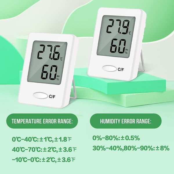 2 st LCD Digital Inomhus Termometer Hygrometer Temperatur Luftfuktighet Hög Noggrannhet Handhållen (vit)
