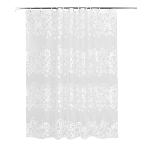 Duschdraperi med hängsmycke för badrum, vit viktoriansk stil med skira blommor, Shabby Chic set, B 72" x L 72"