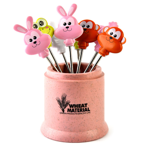 8 stk. 201 rustfrit stål frugtgaffel, frugt tandstød (pink)