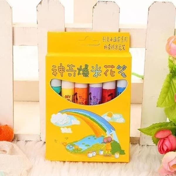 6 stk. DIY Bubble Popcorn Tegnepenne, Magisk Popcorn Pen, 3D Farve Magisk DIY Boble Popcorn Tegnepenne