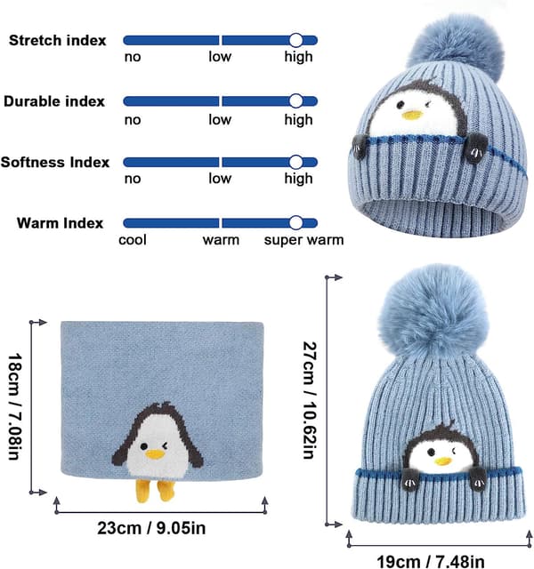 Vinter Varm Strikket Hue og Halstørklæde Sæt, Vinter Tyk Fleece