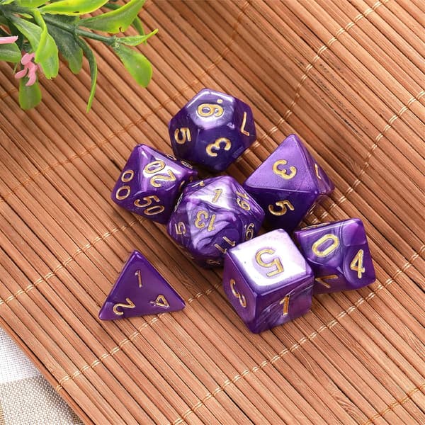 7 dele DND terningesæt til dungeons og drager, lilla nebula polyedriske terninger RPG rollespil brætspil D&D D20 D12 D10 D8 D6 D4