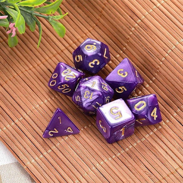 7 osaa DND noppasarja luolastoihin ja lohikäärmeisiin, violetti nebulosa monisärmäiset nopat RPG roolipeli lautapeli D&D D20 D12 D10 D8 D6 D4