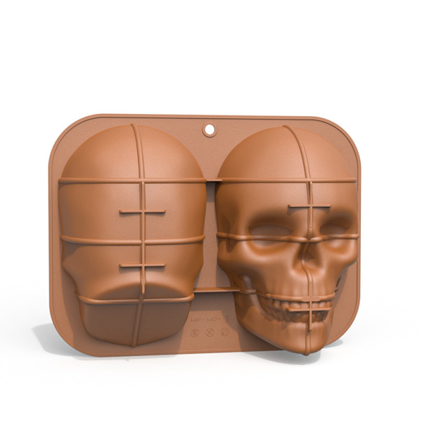 Skull Silikonkaka Form DIY Choklad Halloween Skull Cake Modell (1 förpackning)