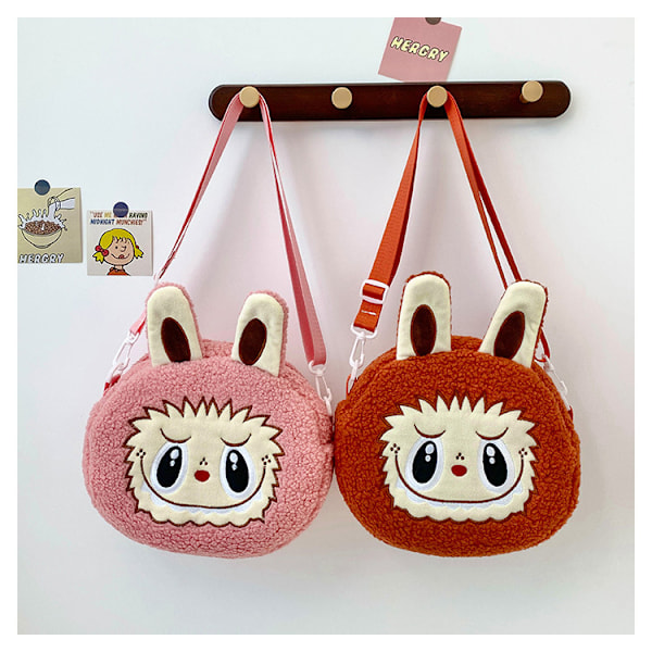 Labubu Cute Crossbody Labubu Cartoon axelväska myntväska barn kvinnlig plyschväska, barngåva orange