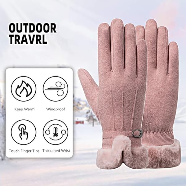 Vinterhandskar för kvinnor Pekskärmsvinterhandskar för kvinnor Thermal varmt foder，Ljusrosa