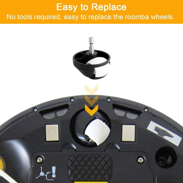2-pack utbytes hjulhjul för iRobot Roomba Vacuum 500 600 700 800 900 Series 560 620 650 770 780 880 980 9609(B)
