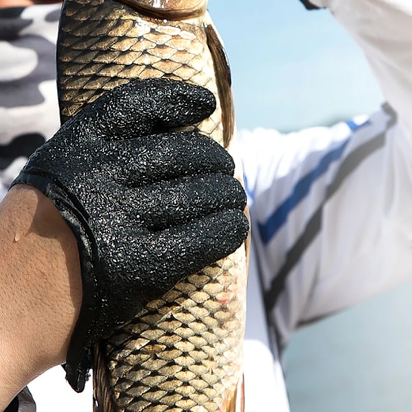 Lukkede fingerfiskehandsker Vandtætte skridsikre slidstærke strikkede handsker til fiskeri og fangst af fisk, udendørs beskyttende håndklæder höger sida