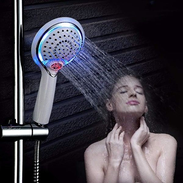 LED-duschhuvud, LED-duschhuvud Handdusch, 3 färger temperaturkontroll duschmunstycke, LED temperaturduschhuvud, temperaturkontroll duschspray