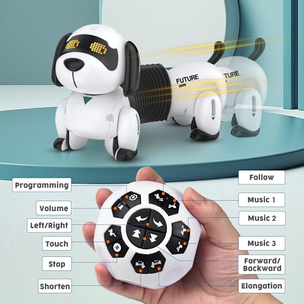 Kid Fjärrkontroll Elektronisk hund - Robotic Pet Interactive Robot Animals Smart RC Valp Programmerbar med gå- och dansleksak för flickor Pojkar