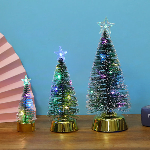 3 stycken led färgglada självlysande julgran cederträ fönster jul lysande ornament presentdekorationer