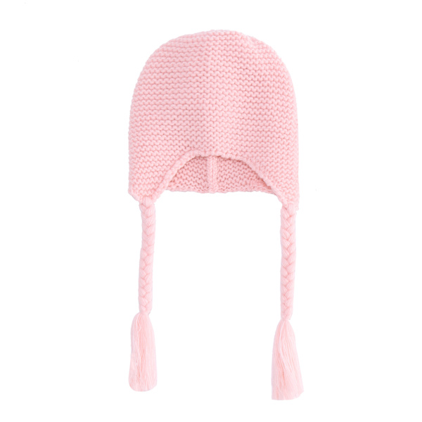 Baby cap Justerbara flätor Öronskydd Plus Fleece Varm barnmössa (rosa)
