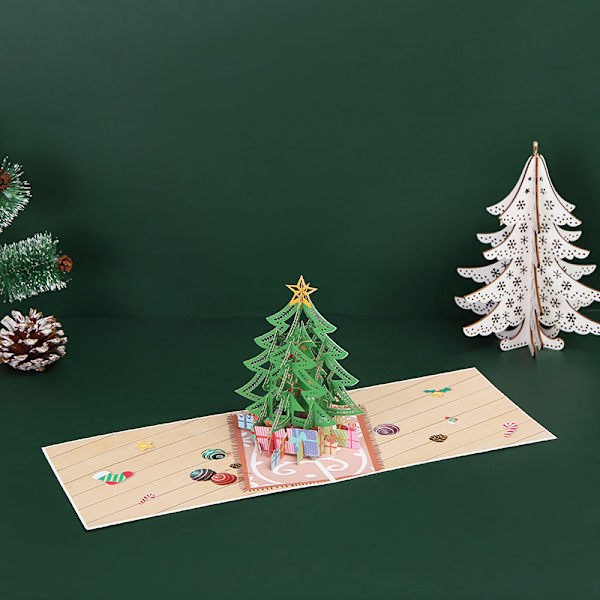 3D Julekort, pop-up julekort, foldede tredimensjonale gratulasjonskort (Juletre)
