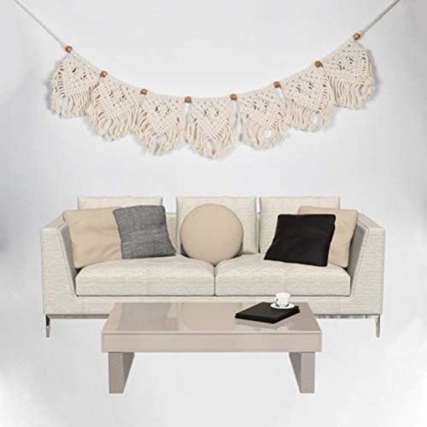 Boho Chic Vävd Vägghängande Bohemisk Hem Geometrisk Konstdekoration, Vackert Ljus Och Elegant, För Vardagsrum Sovrum, 110 x 20 cm