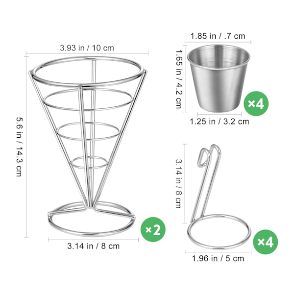 Fransk konhållare Fry Servering Snack Bil Fries Korgställ Buffé Rackmetall Förrätt Maträtt Stekt Display Kyckling Server Chips