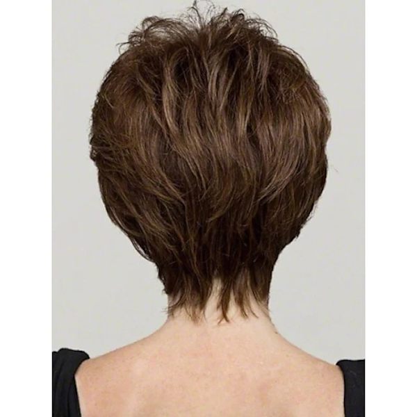 Europeiskt och amerikanskt mode dam kort curl brun microcurl full top peruk peruk