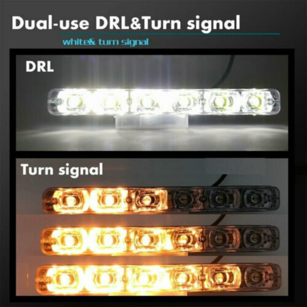 2 LED-bil Körljus DRL Körning Blinkers Dimljus Vit bärnsten 12V