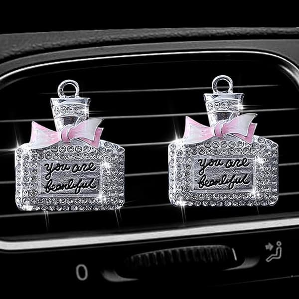 2-pak Bil Luftventil Charms, Krystal Bil Diffuser Ventil Clip, Rhinestone Olie Diffuser Ventil Clip, Bil Luftfriskere til Kvinder, Bil Tilbehør til Kvinder