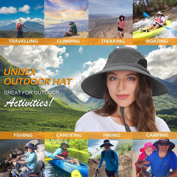 Solhat til mænd/kvinder, vandtæt bredskygget bucket hat UV-beskyttelse boonie hat til fiskeri vandreture have strand