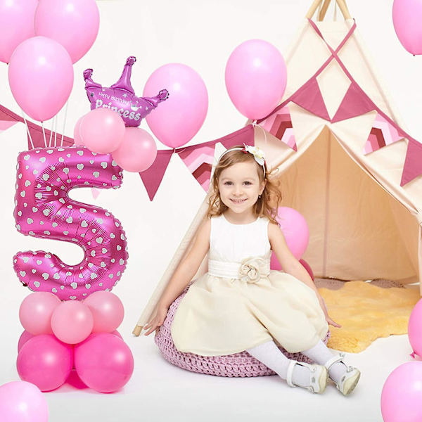 32 tums gigantiska nummerballonger, folie heliumnummerballongdekor för fester, födelsedagar (rosa nummer 5)