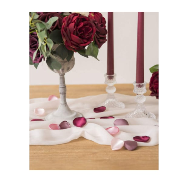200 silkeblader av rose, bryllupsblader, blomsterpike, middag, brudedusj dekorasjon (vinrød+lys rosa)