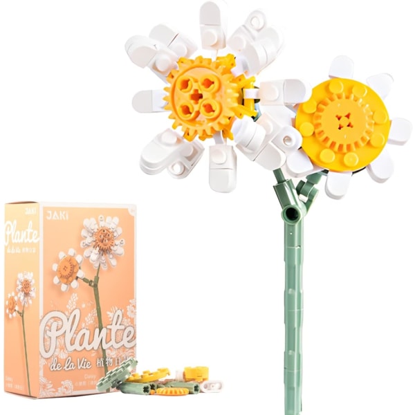 Flower Building Block Kit, Creative DIY Flowers Botanical Collection Byggstensleksak för vuxna Jul Alla hjärtans heminredningskontor Daisy