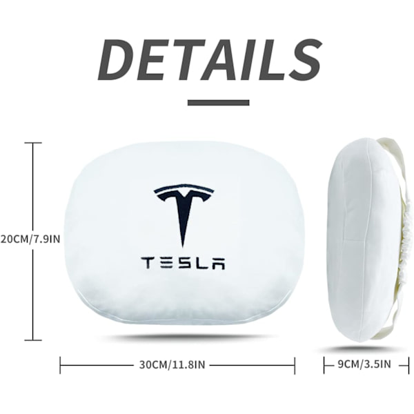 Tesla-kudde för Model 3/Y/S/X,Tesla Model 3-tillbehör,Tesla Model Y-tillbehör,Mjuk Memory Car Nackkudde, Anpassad Bil Nackstödskudde, Nackkudde