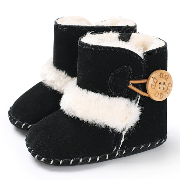 Nyfödda baby Flickor Snö Vinterstövlar Toddler Mjuk sula Vinter Varm Spjälsäng Booties Skor (6-12 månader, svarta)