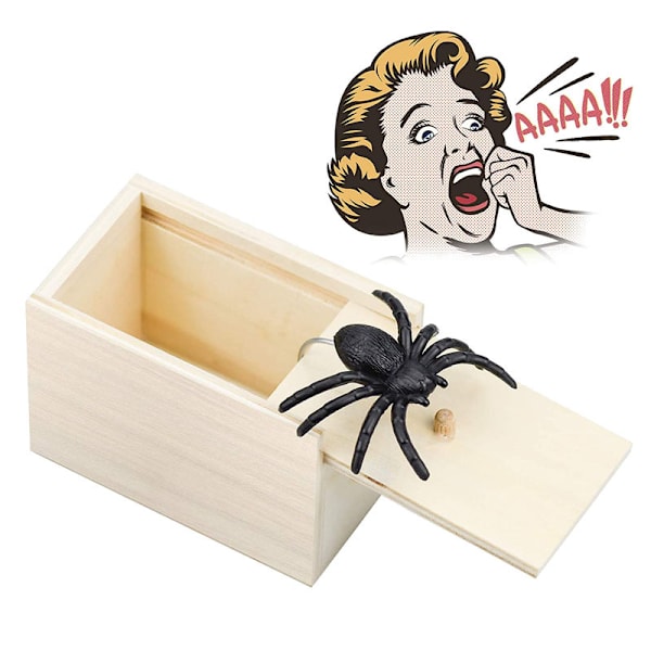 Spider Scare Prank Box, rolig skrämsellåda i trä, Handgjord Rolig Prank Leksak, Praktisk Spider Box Prank Prank Presentleksak för barn Vuxna