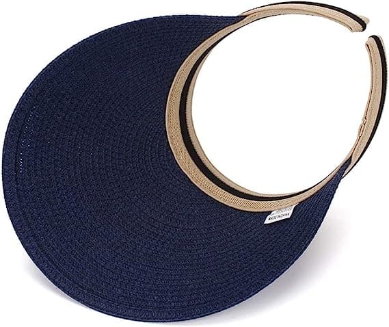 Dame Sommer Stor Skygge Strand Stråhatte Hat, Navy