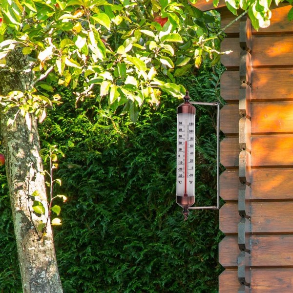 Utomhustermometer med mätare, bronseffekt - Snygg utomhus trädgårdstermometer Lämplig för utomhustemperatur, växthus, garage, lätt att hänga