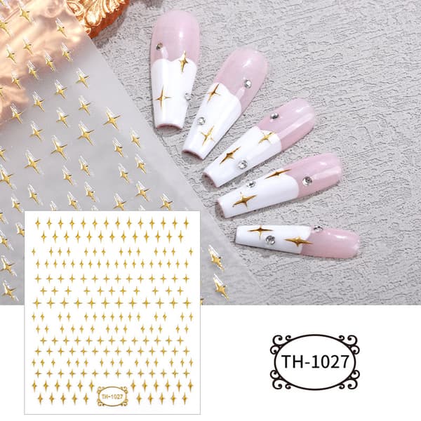 5 st Guldstämpling 3D Nageldekaler DIY Nageldekaler Söt Orm Kärlek Nageldekaler