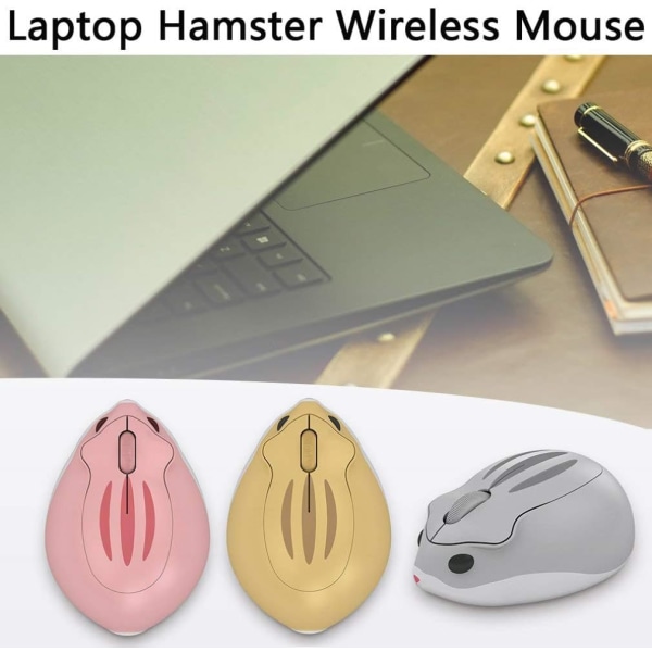 2,4 GHz trådlös mus Söt hamsterform Bullerfri Bärbar 1200DPI USB för PC Laptop Notebook Barn Flicka Present (gul