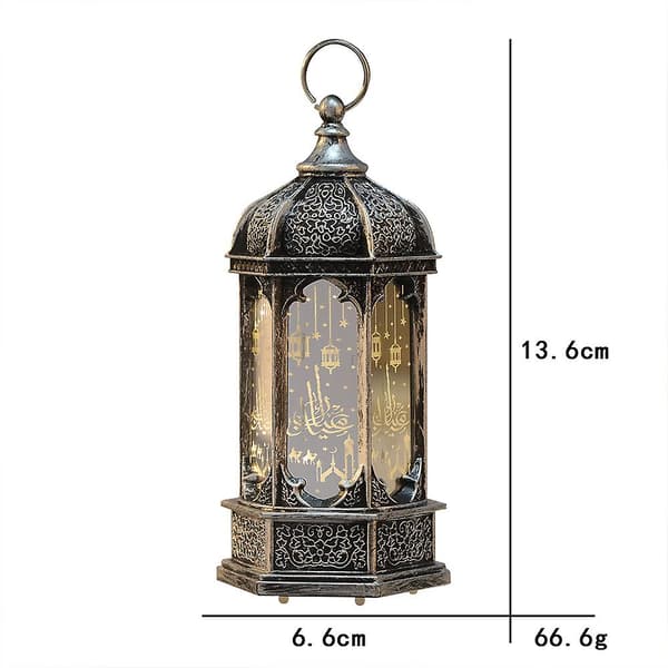 Islamisk Lanterne Muslim Ramadan Eid LED Lys Arabisk Studie Belysning Lampe (sort)