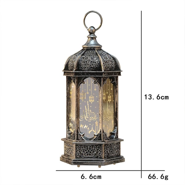 Islamisk Lykta Muslim Ramadan Eid LED Lampa Arabisk Studielampa (svart)