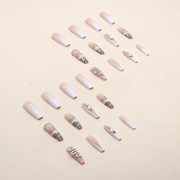 Mode lange ballet løsnagler frisk gradient glitter pulver manikyr bære rustning