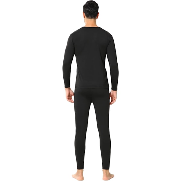 Thermal set för män Long Johns för män med fleecefodrat baslager (svart, XLarge)