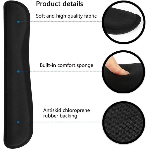 Handledsstöd för tangentbord och gelmus, ergonomiskt handledsstöd, halkfri tangentbordsmus för handledsstöd Datortillbehör (43x8,5x2 cm)