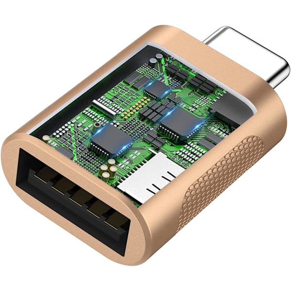 USB C till USB adapter (2-pack), USB-C till USB 3.0-adapter, USB Type-C till USB adapter, (guld)