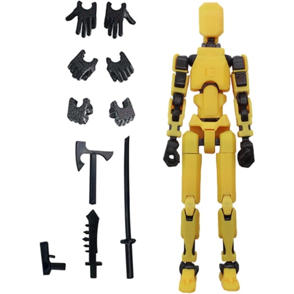 T13 Action Figure, Titan 13 Action Figure, Robot Action Figure, 3D Printed Action[HK] yellow