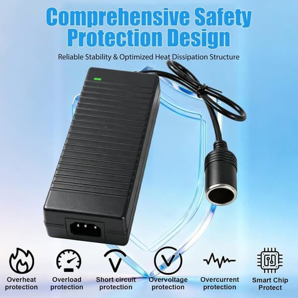 220V strømnett til 12V 10A 120W sigarettenneradapter, AC til DC transformatorkonverter, strømadapter for